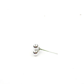 Kerstballetjes x3 D2,5cm zilver glimmend op steker 8cm