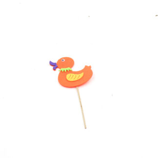 Vilten eend oranje op steker 10cm