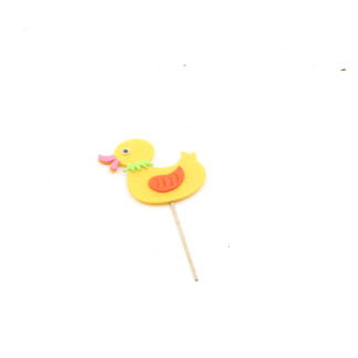 Vilten eend geel op steker 10cm