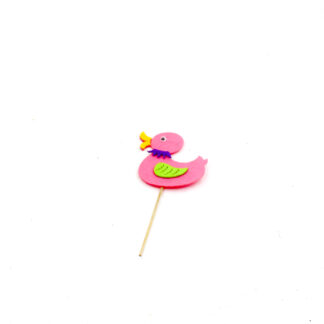 Vilten eend roze op steker 10cm