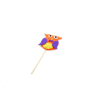Vilten uil oranje op steker 10cm