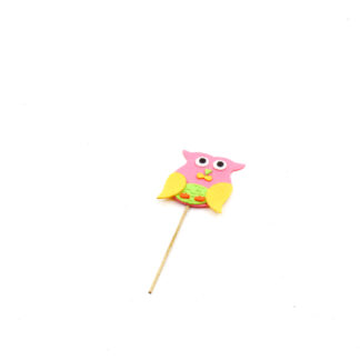 Vilten uil roze op steker 10cm