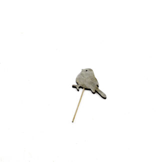 Vogel hout grijs whitewash op steker 10cm