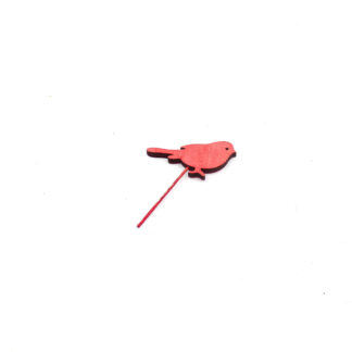 Vogel hout donker rood op steker 10cm