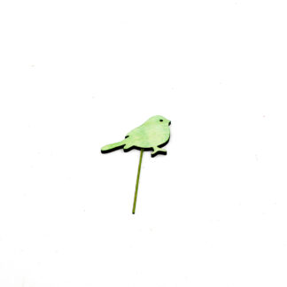 Vogel hout groen op steker 10cm