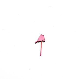 Vogel roze op steker 8cm