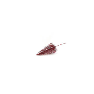 Kerstboom met glitter rood H12 op metalen steker 9cm
