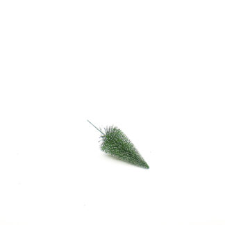 Kerstboom met glitter groen/wit H15 op metalen steker 9cm