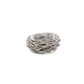 Mand druiventak krans rond grijswashed D28 (plantgat D19) H12 B22cm