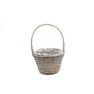 Hengselmand rond grijs D24 H16/37cm