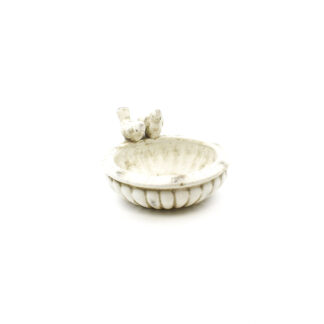 Keramieken voederbak met 2 vogels creme D24 H14cm